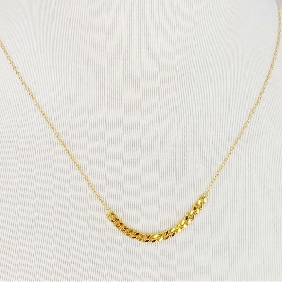 Delicate Links Chain Detail Center 18k Gold-Plated S925 Necklace 15" - Picture 3 of 5